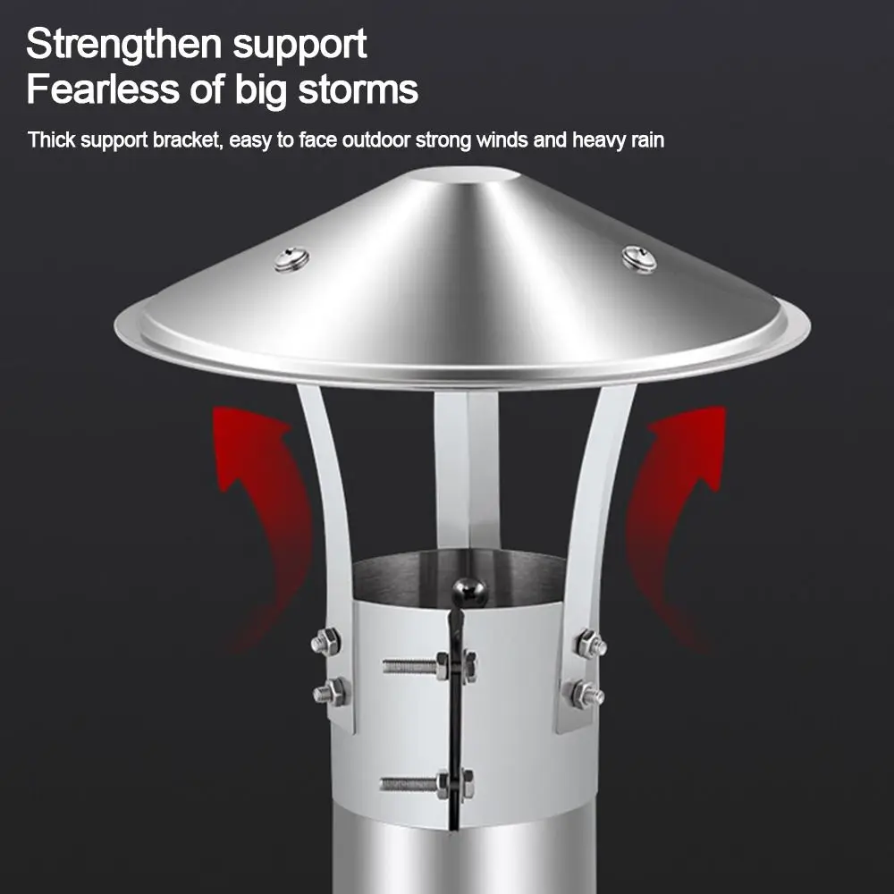 75-160mm Ventilated Rain Cap Stainless Steel Exterior Wall Air Outlet Stove Pipe Protector Cover Rain Pipe Cap Fireplaces