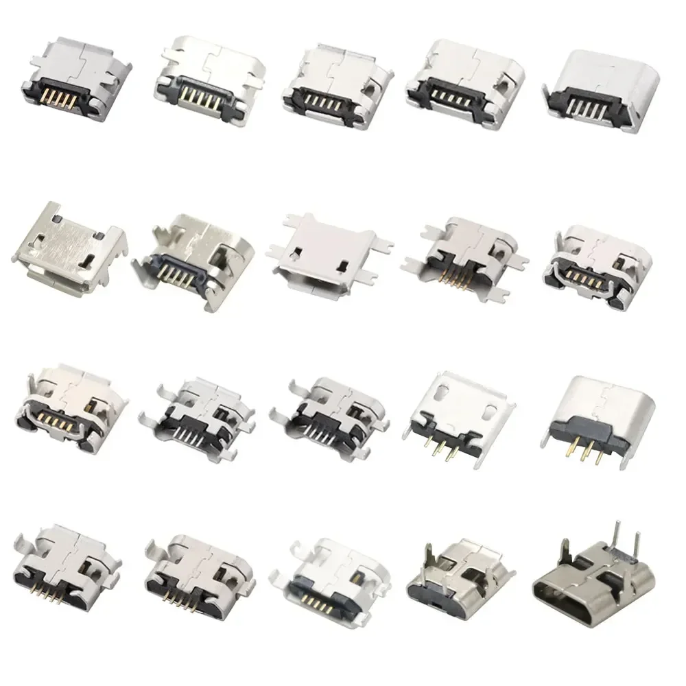 10PCS Micro USB 2P 5P DIP SMD Jack Charging Port Plug Dock Charger for Phone Tabletels Speakers Etc Port Socket Power Connector
