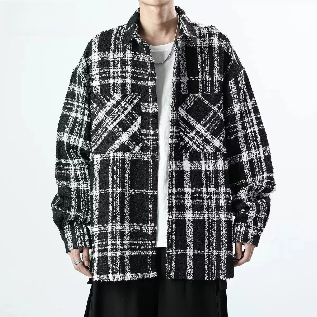 

Высококачественная мужская длинная све Jaet, осенняя новинка, гонконгский Sle, твидовая верхняя одежда, молодежная модная полиэфирная ткань