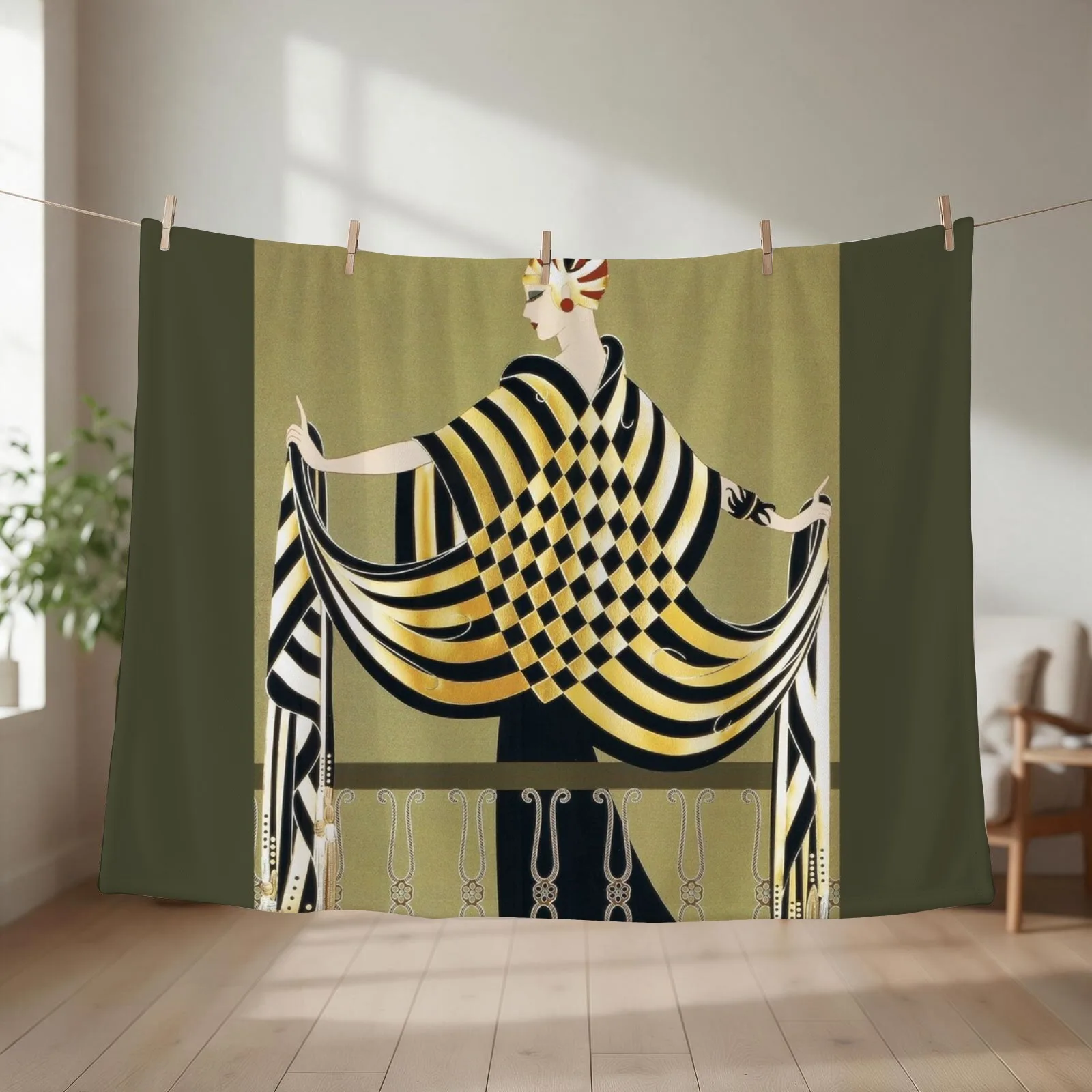LADY OF THE CHESS Art Deco Beauty Fashion Throw Blanket Flannel Polar wednesday Stuffeds Blankets
