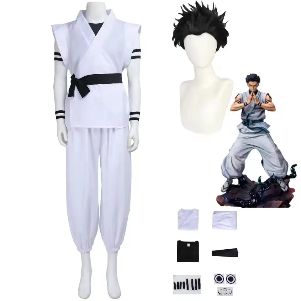 Ryomen Sukuna Costume White Kung Fu Suit with Tattoo Stickers Ryomen Sukuna as Megumi Showdown Cosplay Costume Full Set 2026