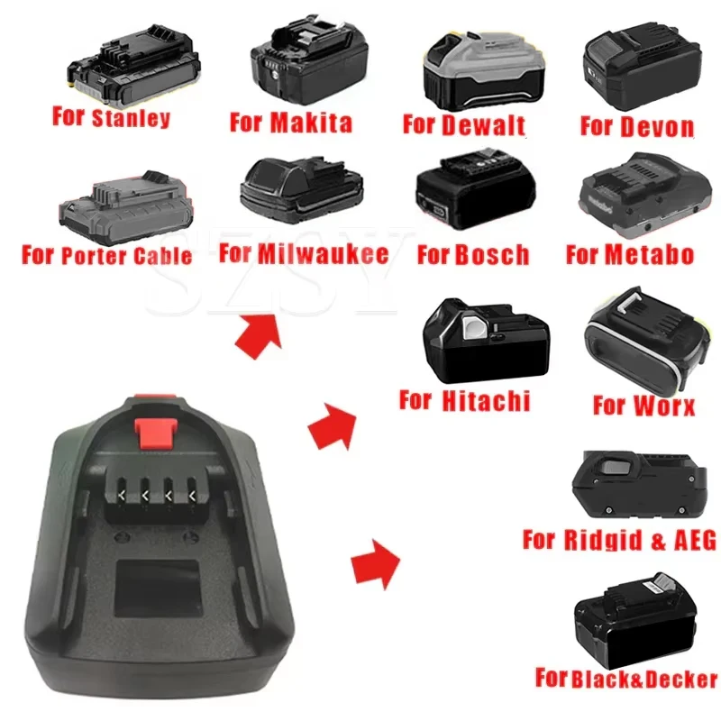 Adaptador de Bateria para Makita/Dewalt/Milwaukee/Bosch/Worx/Kress/Metabo/Ridgid/Hitachi/Devon/Stanley 18V 20V para Ferramentas Bosch PBA