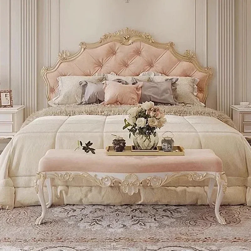 سرير الأميرة الوردي، شقة عصرية، سرير أوروبي لكامل الجسم، سرير جماليات لحفلات الزفاف، إطار بسيط، أثاث كاما كاسال #6
