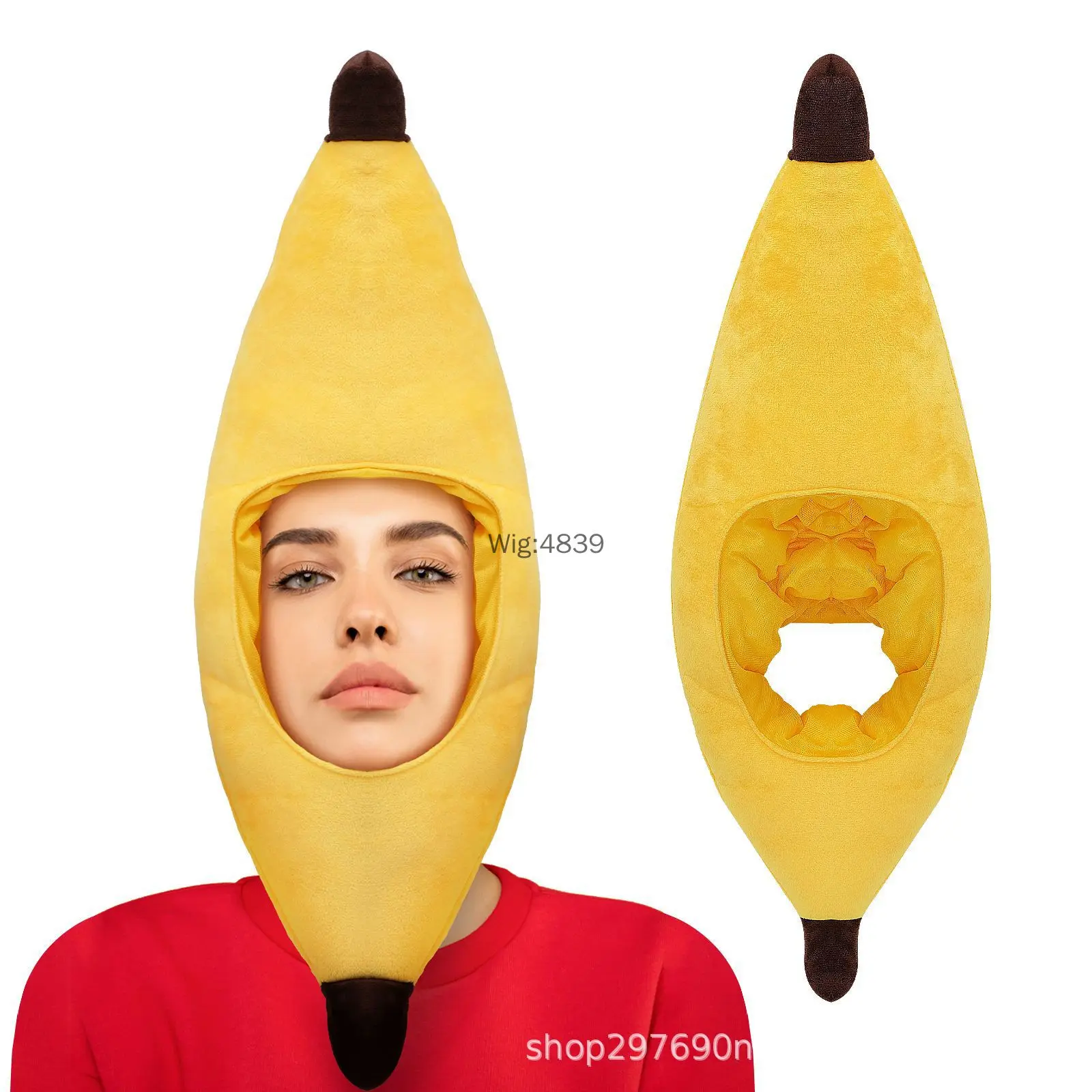 Cute Banana Headgear Hat Kids Plush Toy Fruit Hat Halloween Carnival Headdress Props Fashion Performance Costume