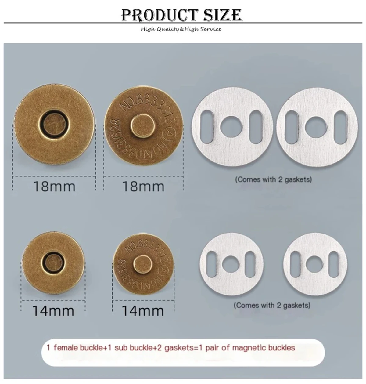14 مللي متر 18 مللي متر المغناطيسي المفاجئة السحابات المشابك أزرار حقيبة يد محفظة محفظة أكياس الحرفية أجزاء الملحقات #2