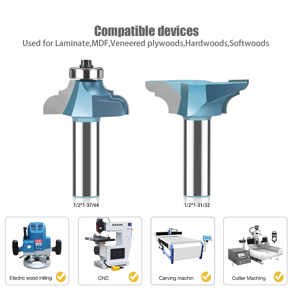 2pcs 12mm 1/2in Shank Classical Roman Ogee Bit Edging and Molding Router Bit Line Knife Cabinet Table Woodworking Tools