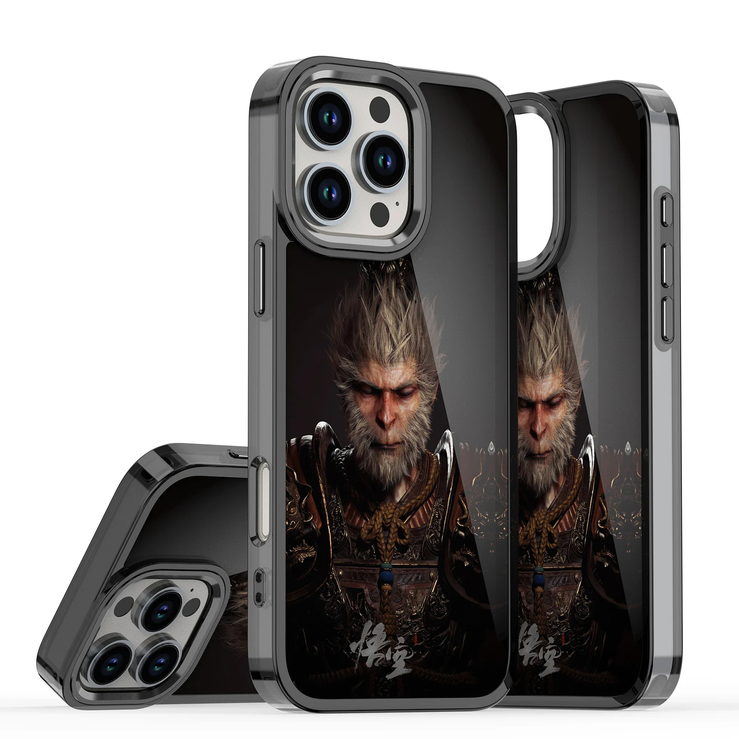 For Apple iPhone 16 Pro Max 16 Plus 16 Pro 16 15 Pro Max 15 Plus 15 Pro 15 Black Mythical Wukong Pattern Phone Case