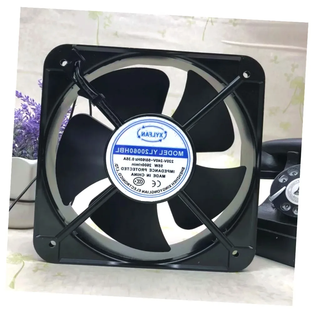 YL20060HBL 220V 55W 200x200x60mm 2-Wire Cooling Fan