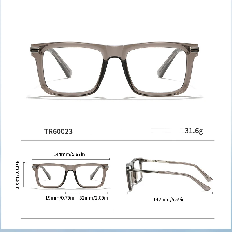 نظارات طبية بإطار معدني مربع كبير بتصميم العلامة التجارية للرجال، نظارات قراءة مخصصة فوتوكروميك مضادة لقصر النظر بالضوء الأزرق #5