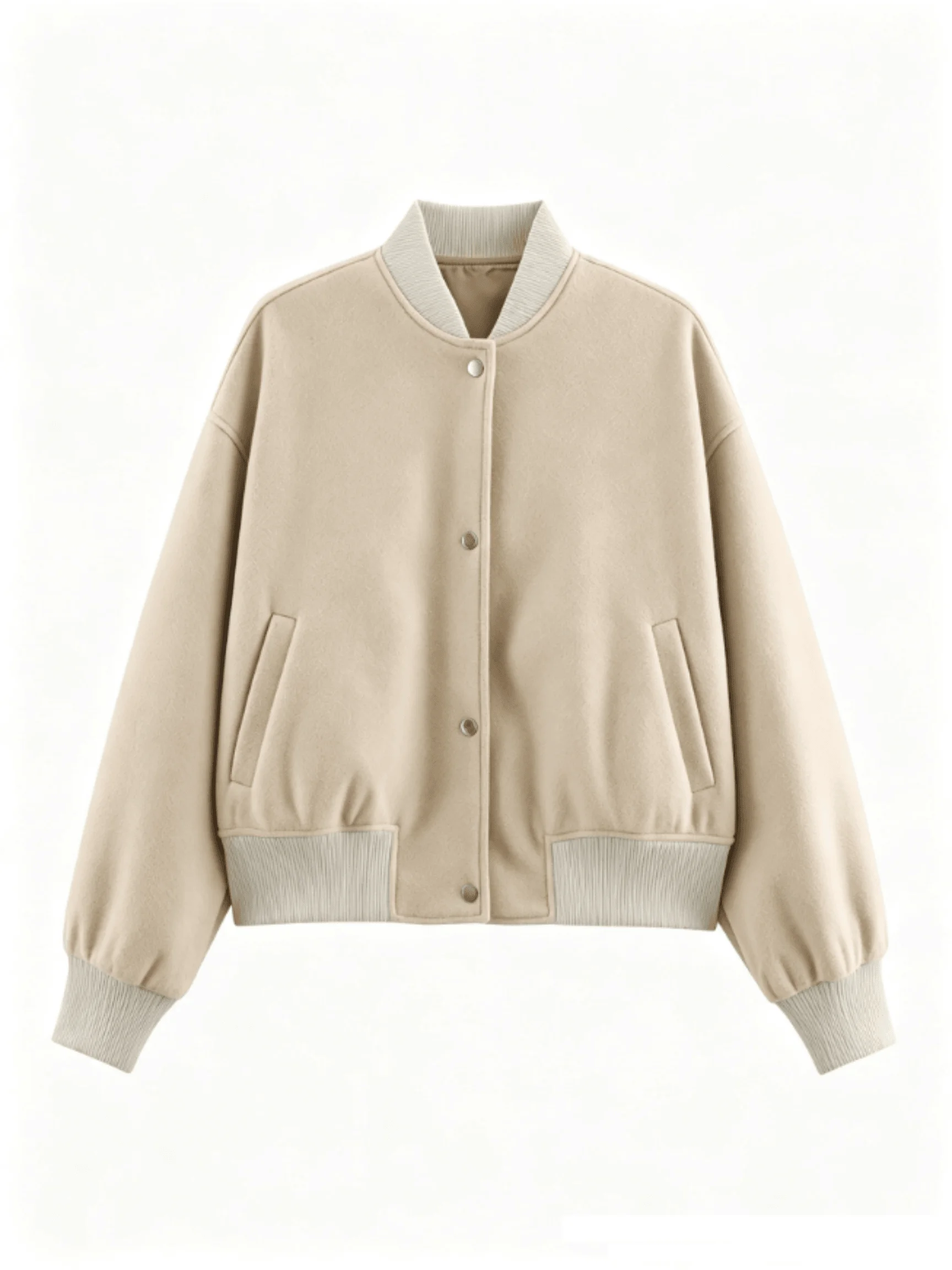 New Style Women's Tweed Cropped Jacket Bomber Coat Short Long Sleeve Casual 2026 Minimalist Versatile Outerwear