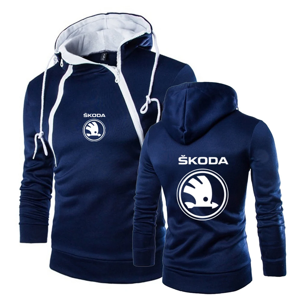 2023 New Spring Autumn Skoda Car Logo Casual Men Pullover Printing Hoodie Classic Sportswear Slim Hooded Comfortable Sweater Top