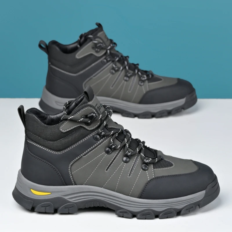 

New Leather Anti-slip Hiking Shoes Men Comfortable Sneakers Waterproof Outdoor Climbing Shoes Leisure Male Tourism Moutain Shoes