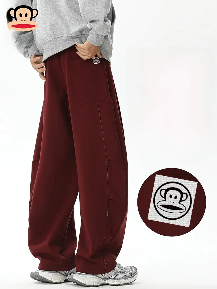 

PaulFrank Large-Mouth Monkey Bend Knife Men's Sweatpants Red Casual Pants Spring Loose Wide Leg American Sle Youth Faion