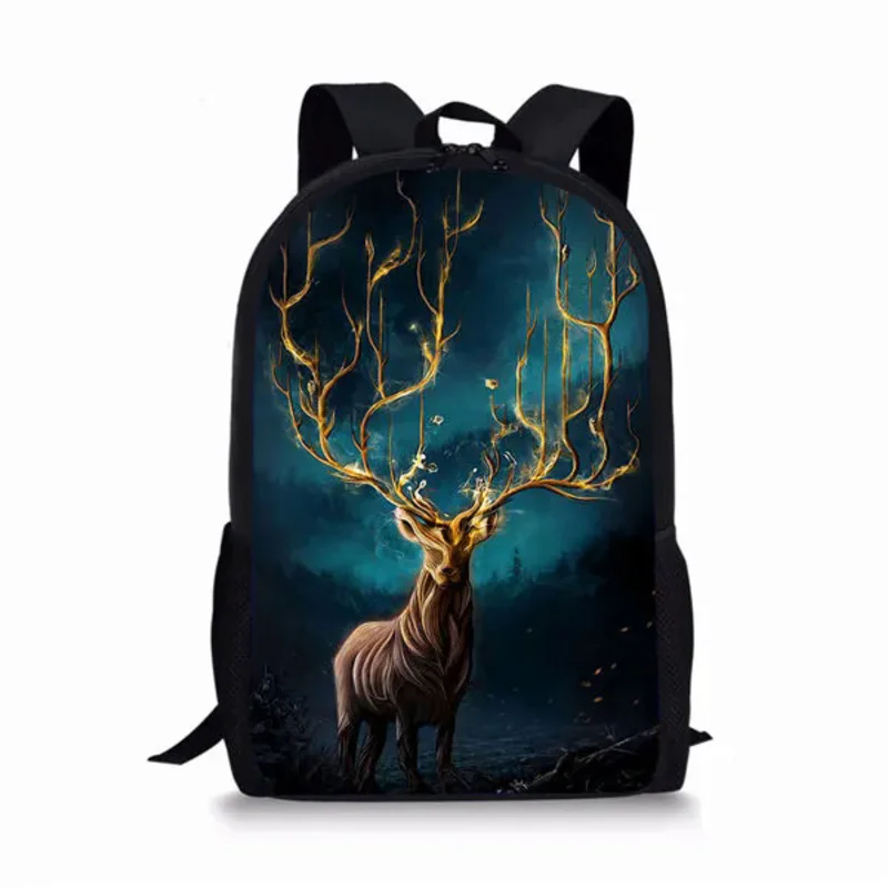 Mochila con estampado de ciervo mágico para estudiantes, Bolsa Escolar para ordenador portátil, mochila de almacenamiento diario para adolescentes, mochila de viaje para hombre y mujer