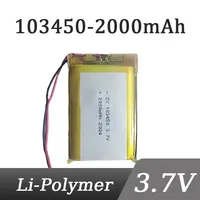 3.7V 103450 Polymer Lithium Battery Real 2000mAh Rechargeable 103450 Polymer Battery for MP5 Toys Cameras GPS Bluetooth Speakers