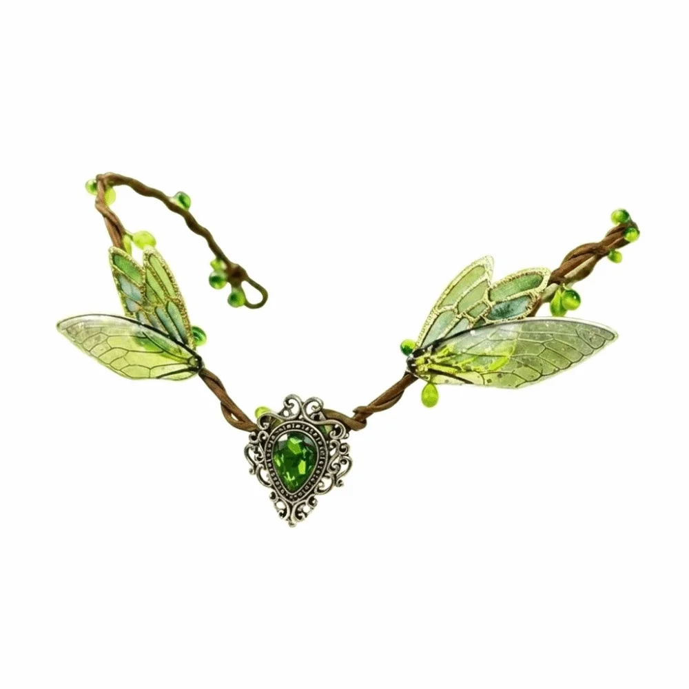 Diadema de Flores para Festival, Corona Élfica, Tiara de Fantasía, Diadema Decorada con Pedrería, Tocado de Hada, para Boda en el Bosque