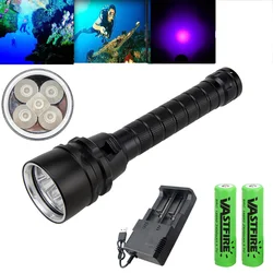 395nm UV Diving Flashlight D2 Dive Purple Light UV Scuba Purple Light Underwater Ultraviolet Dive Waterproof Flashlight Lantern