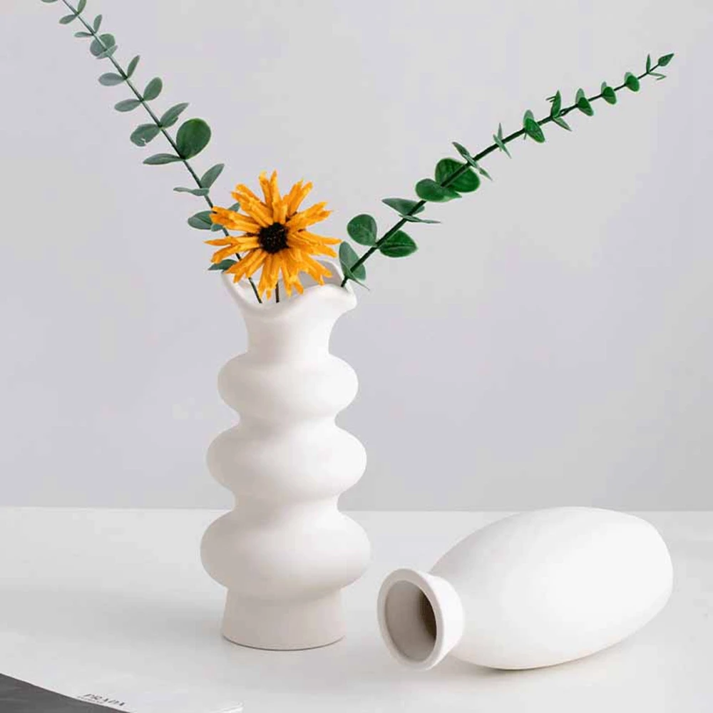 

Irregular Ceramic Vase White Nordic simple modern ceramic decoration dried flowers flower vase table living room flower arrange