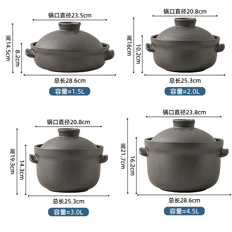 Ceramic Pot Cooking Japanese Style Clay Casserole Kitchen Cookware Stew Pot Big Soup Pan Cooking Saucepan Korean Cookware