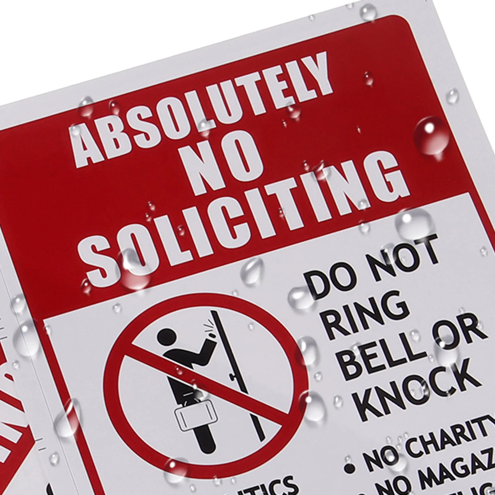 2Pcs No Soliciting Signs for Front Door PVC Adhesive Outdoor Indoor Deter Unwanted Visitors Clear Visible Do Not Ring Bell