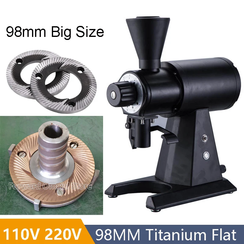 

98MM Big Size Flat Burr Ghost Teeth Metal Hopper 2000RPM Coffee Beans Grinding Machine Espresso Coffee Grinder