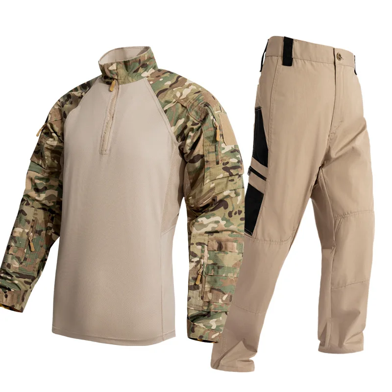 Tactical Suit Men's Spring and Autumn Wear-resistant Work Pants Camouflage Frog Suit Outdoor Training Suit Military Uniform