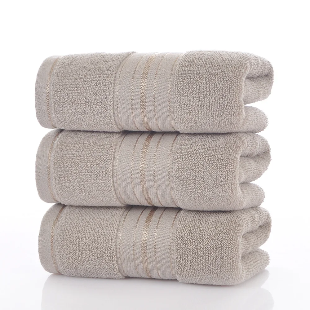 Khaki Cotton Towels Set 50x100cm Space-Themed Striped Absorbent Hand Bath Towels 1/2/3PCS Set for Bath Face Gym Spa Use