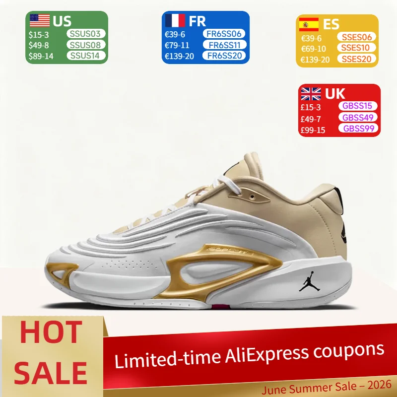 

Nike Jordan Luka 3 Stylish, Minimalist, Non-Slip, Comfortable Low-Top Basketball Shoes (Unisex) in White and Gold FZ2467-100
