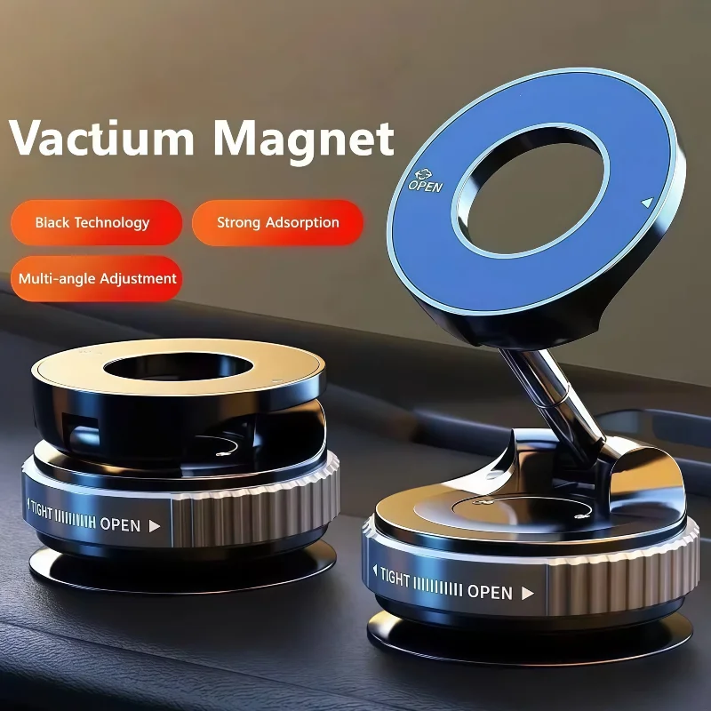 Vacuum Strong Magnetic Car Phone Holder Foldable Design 360° Adjustable Foldable Car Vacuum Mount For Car/Desk/Bathroom/Universa