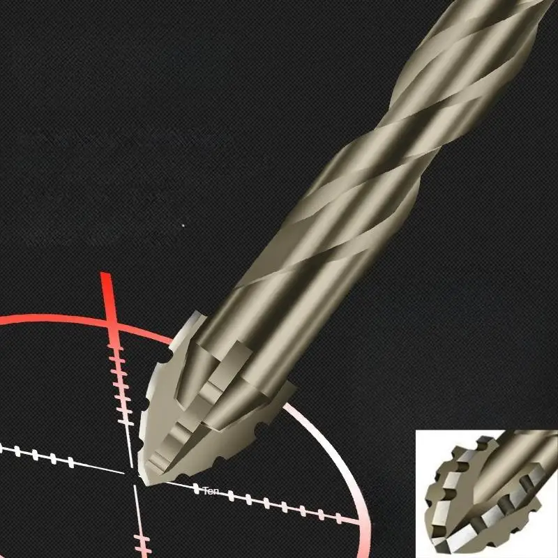 4pcs Carbide Drill Bits High Efficiency Wear Resistant Four Edged Serrated Eccentric for Ceramic Tiles Glass Marble Concrete