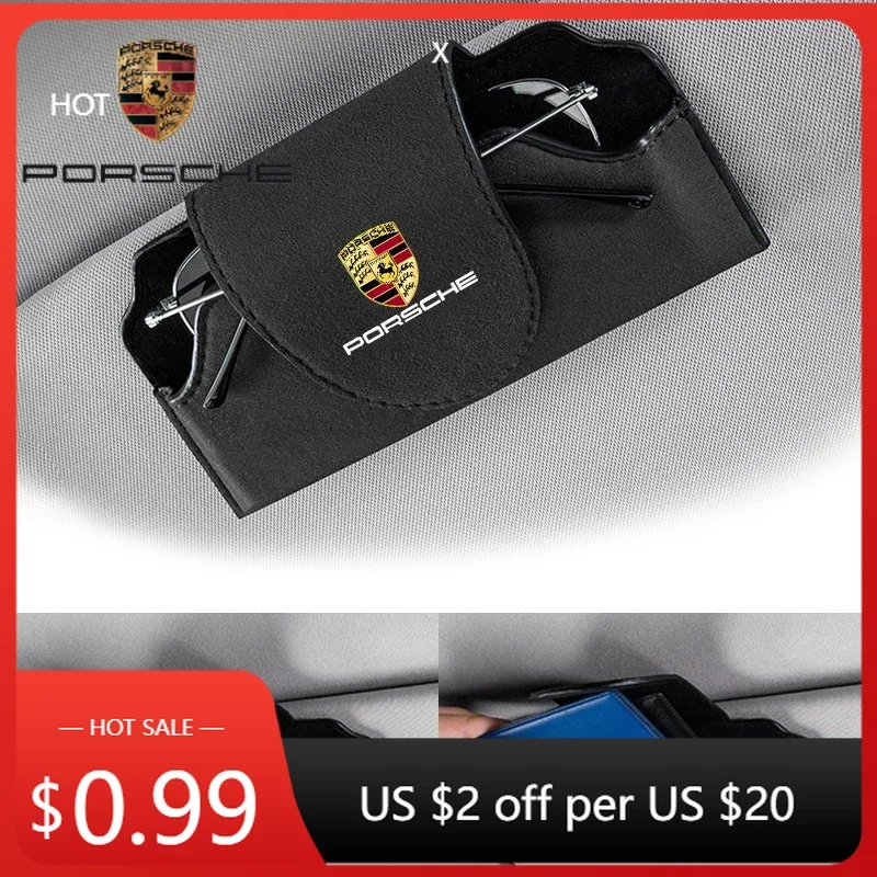 

Наклейка на автомобиль для Porsche Cayman, Cayenne, 911, Macan, замшевый чехол для очков, коробка для хранения очков, клипса для Porsche Cayenne, Panamera