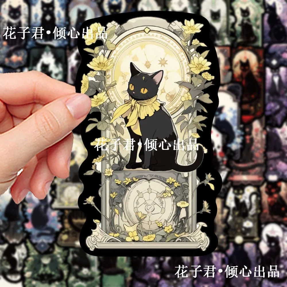 코스프레 100 어두운 고딕 검은 고양이 높은 아름다움과 창조적 틈새 낙서 고양이 데스크탑 스티커와 신비한 스티커 DIY