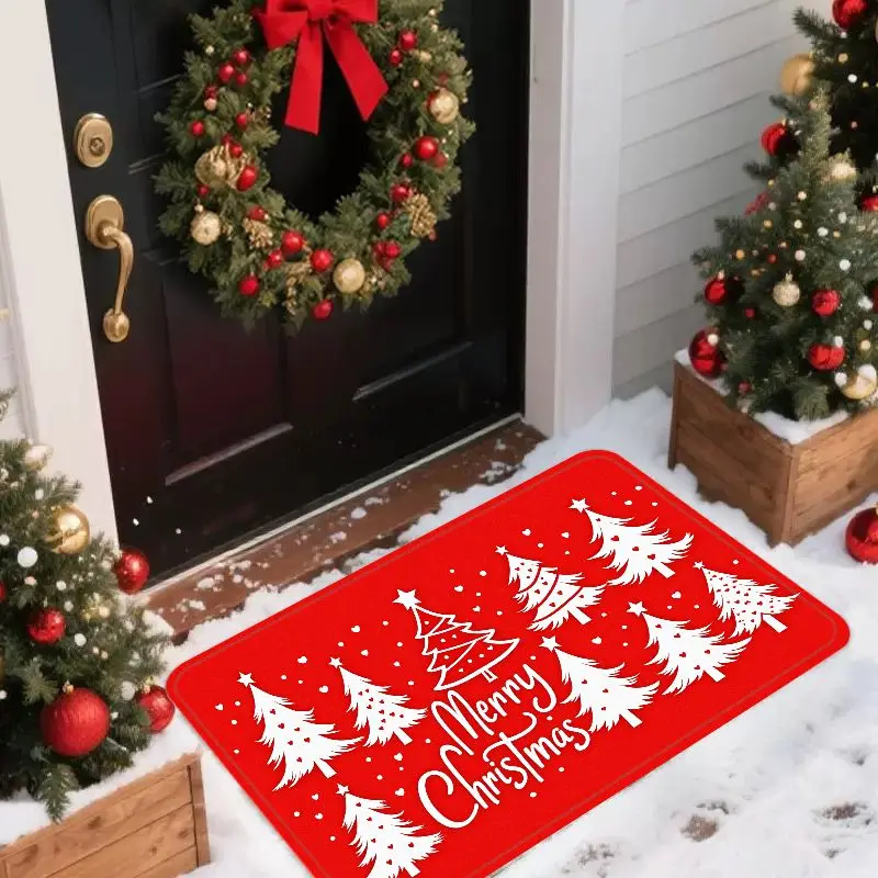 VIKAMA Christmas Atmosphere Carpet, Entrance Door Decoration Carpet, Soft And Absorbent, Bathroom Carpet, Home Decoration