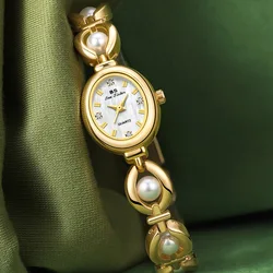 UTHAI Women's Watch Light Luxury Brand Pearl Jewelry Crystal Bracelet Waterproof Female Fashion Bracelet Quartz Clock Watches