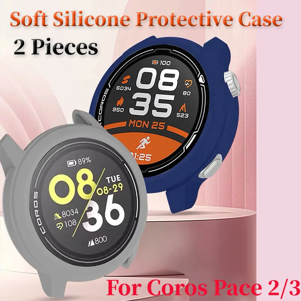 2 Pieces Soft Flexible Silicone Protective Case For COROS PACE2 COROS PACE 3,Easy Install Remove Replacement Watch Accessories