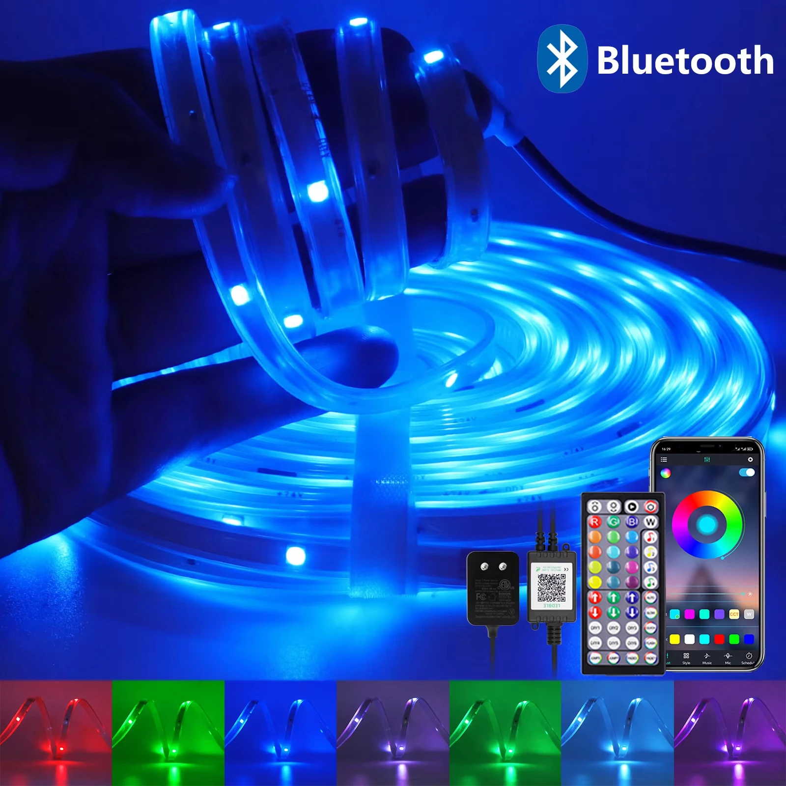 Taśma LED 24V RGB Aplikacja Bluetooth 44 klawisze Pilot Wodoodporna taśma LED Taśma świetlna RGB do oświetlenia wewnętrznego i zewnętrznego wystroju