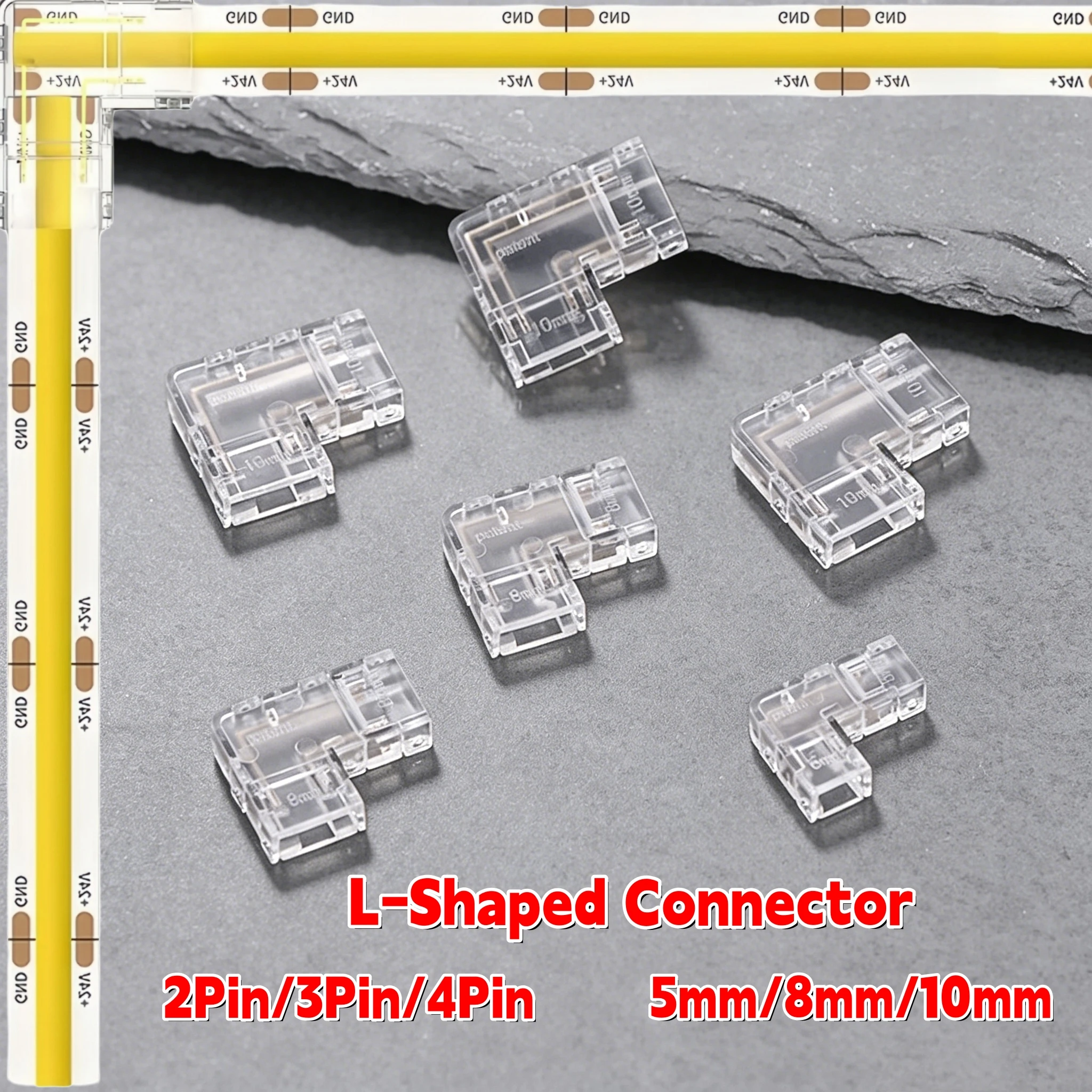 10/20/50Pcs COB LED Connectors 5/8/10mm Solderless Transparent 2/3/4 Pin Connector Strip to Strip For CCT FCOB RGB Strip Lights