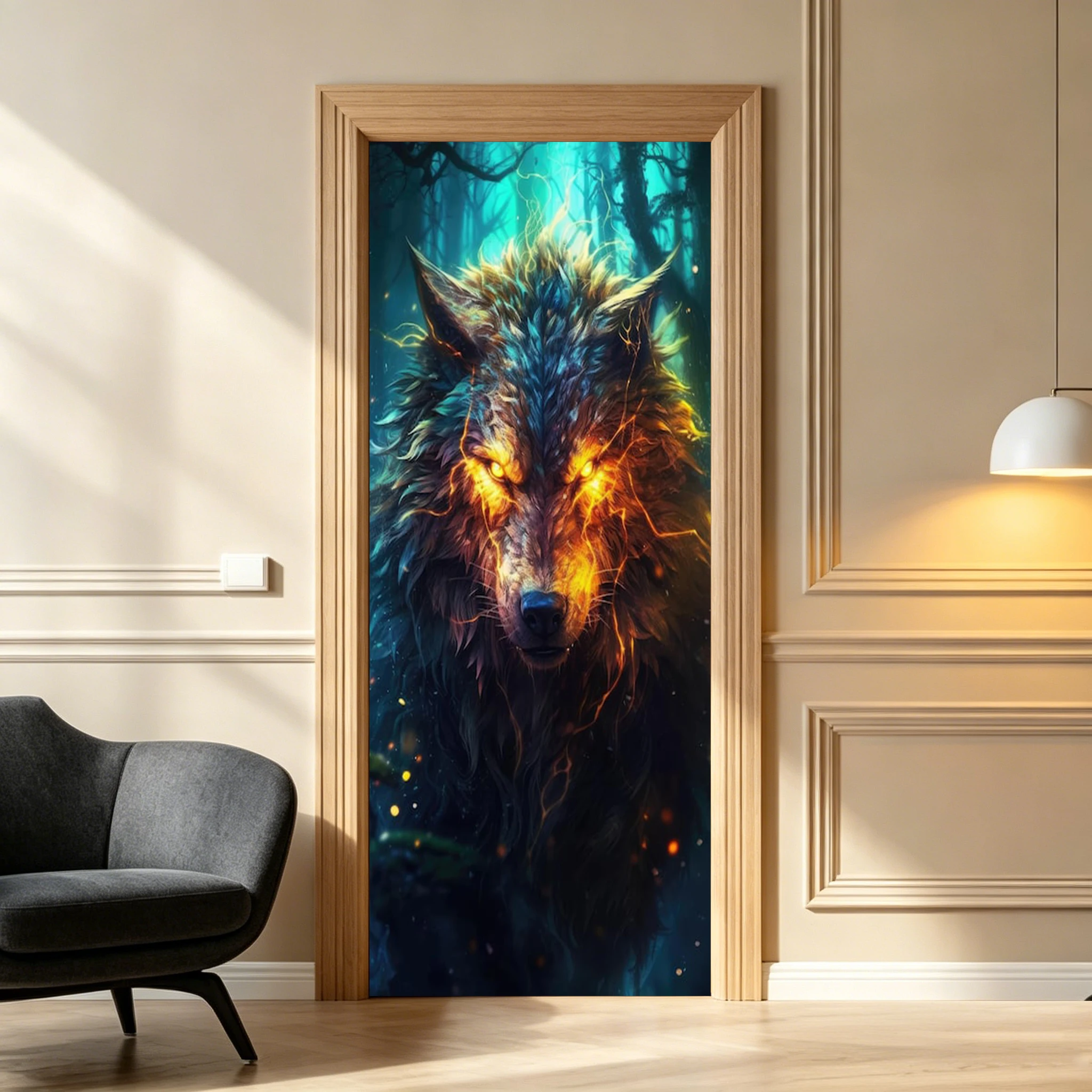 Mysterious Fantasy Anime Door Wrap Sticker Full Door Covered Wallpaper Self-adhesive Sticker for Wall Decals Home Decoration