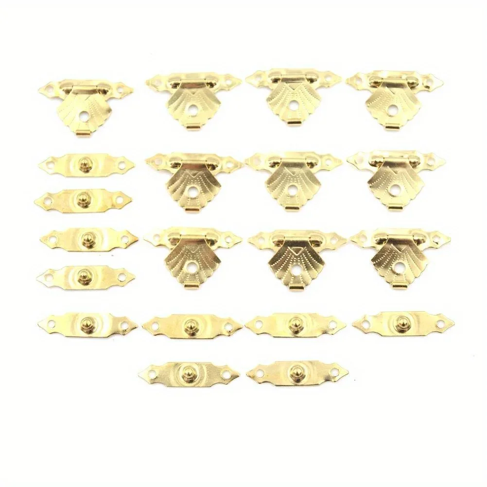 5-pack, metal buckle wooden box gift box packaging buckle, small flower buckle decoration accessory