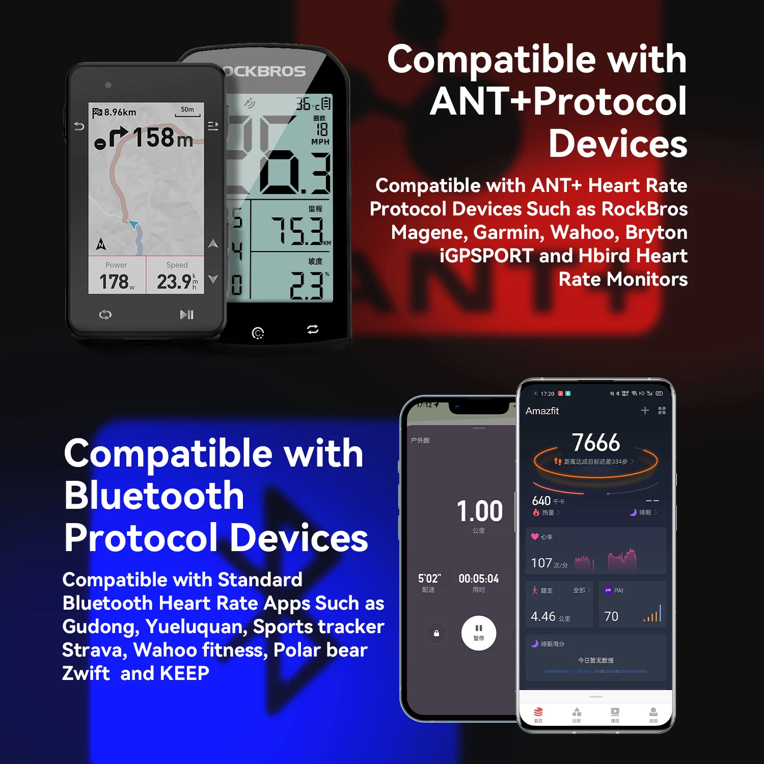 ROCKBROS-H828 استشعار معدل ضربات القلب ، النمل بلوتوث ، ترقية رصد الموارد البشرية مع حزام الصدر ، وضع مزدوج ، الكمبيوتر ، حزام رياضي مقاوم للماء الدراجة