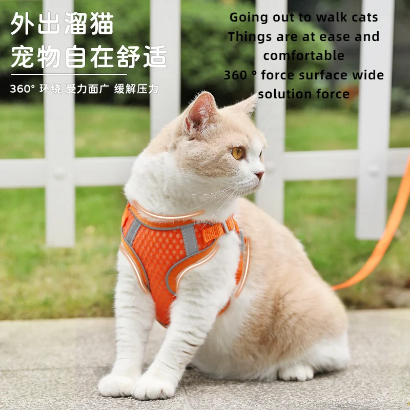 Pet Cats Dogs  Leash  Vest Style Breathable Chest Strap Going Out, Rope, Cat Chain For Anti Loosening dog collars & leads produc