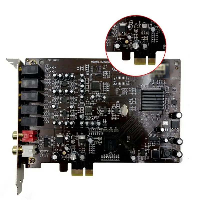 AED6-5.1 Sound Card PCI Express PCI-E Built-In Double Output Interface For PC Window XP/7/8/10