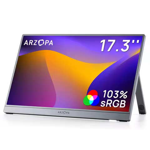 ARZOPA 17.3 inch Portable Monitor FHD-IPS Panel 100% sRGB Second Screen for Laptop for PS/Steam/Deck/Switch/PC/Mac