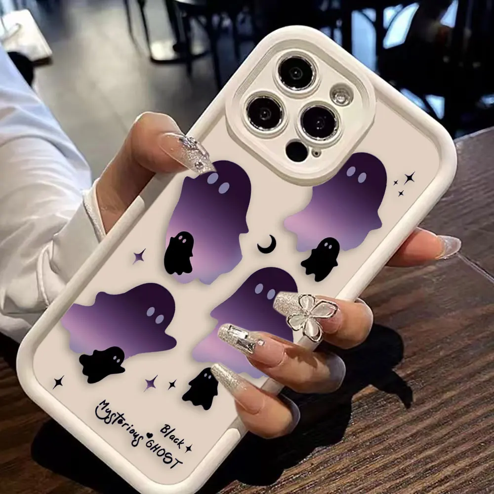 Halloween Ghost Witch Luxtury Phone Case For iPhone Apple 15 14 12 13 11 Pro 8 7 SE Plus X XR XS Max Soft Case Funda Capa Shell