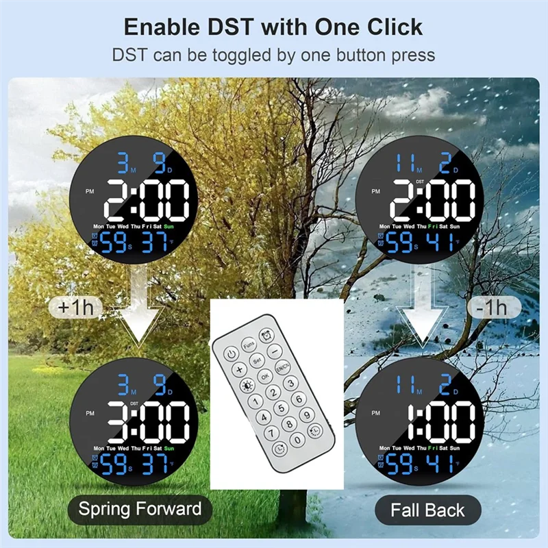 

【Flash Sale】Digital Wall Clock,10 In Wall Clock With Large LED Display Seconds Display One Button Muteable Button Auto Brightnes