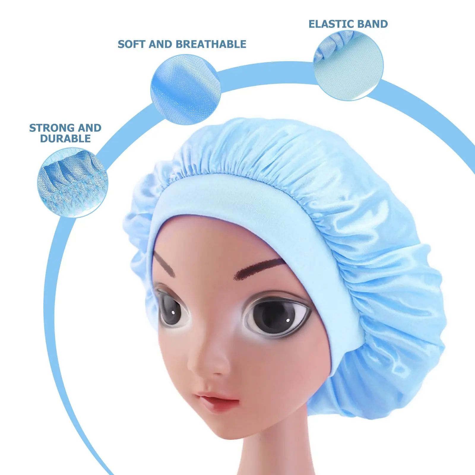 

Children Elastic Sleep Hat Kids Breathable Baby Shower Bath Caps Hair Care Practical Gadgets Safe Material Lightweight