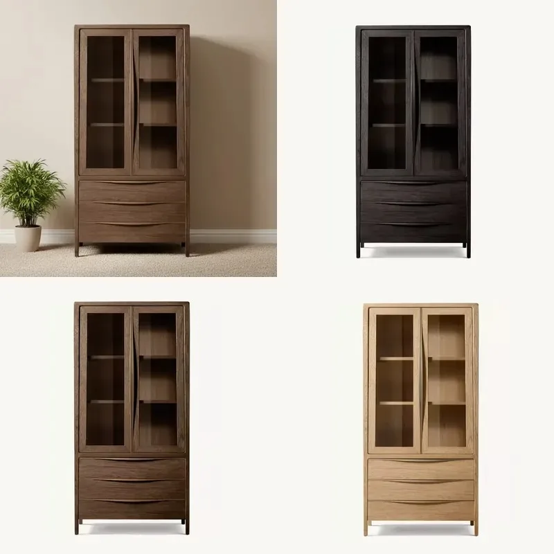 Luxury Modern Living Room Furniture Lockers Oak Display Cabinets with Drawers