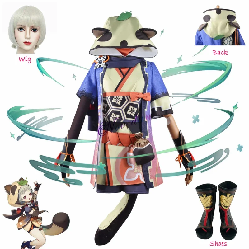 Anime Genshin Impact Sayu Cosplay Robe Lolita à Capuche pour Femme, PoinTenue, Costume de Carnaval, Chaussures Ultraviolettes Queue, Ensemble Complet, Xs