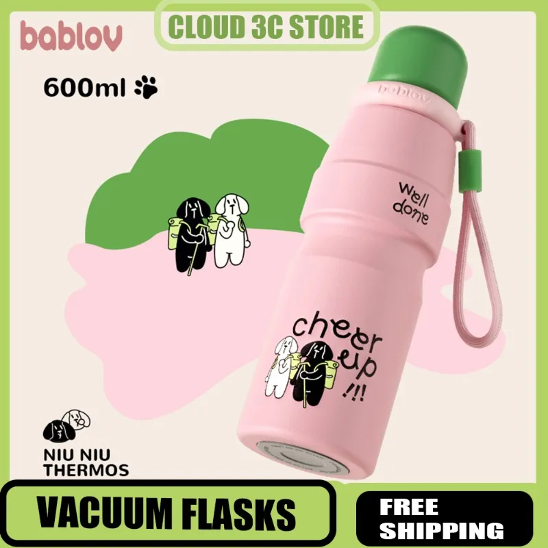 

Bablov 600 мл мультяшный термос, бутылка из нержавеющей стали, изолированная чашка для воды, герметичные кружки для кофе, чая, молока, портативная чашка для питья