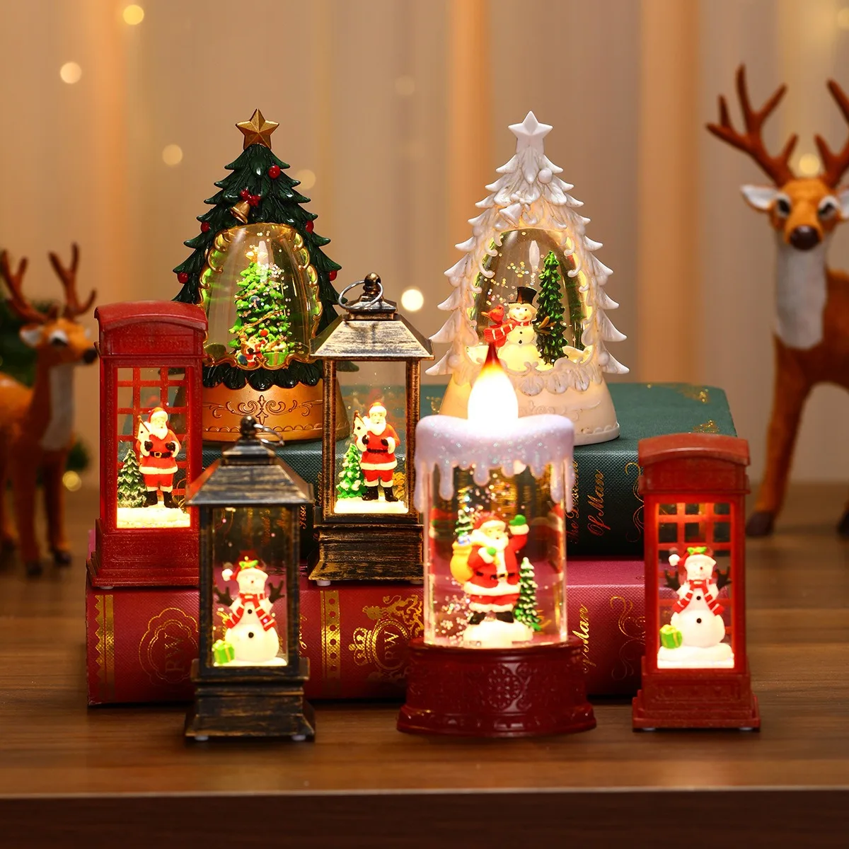 Christmas LED Candle Light Creative Mini Lantern Night Light Ornament Xmas Kids Gift Window Decoration